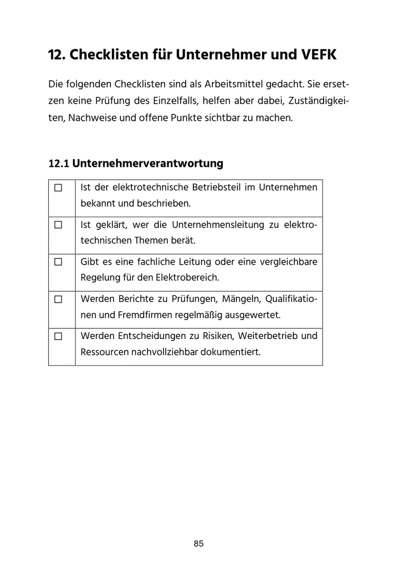 Blick ins Buch Seite 85 Checklisten